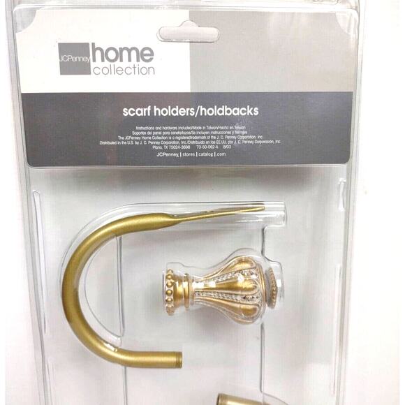 JC Penney Home Collection AURELIA Satin Gold Scarf Holders Curtain Holdbacks - Picture 5 of 8
